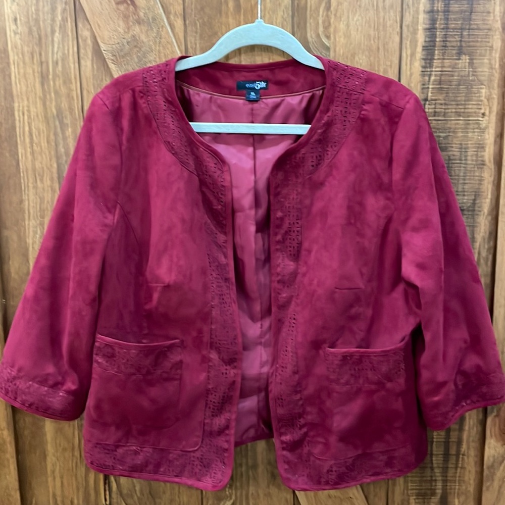 Deep red XL faux suede jacket by East 5th